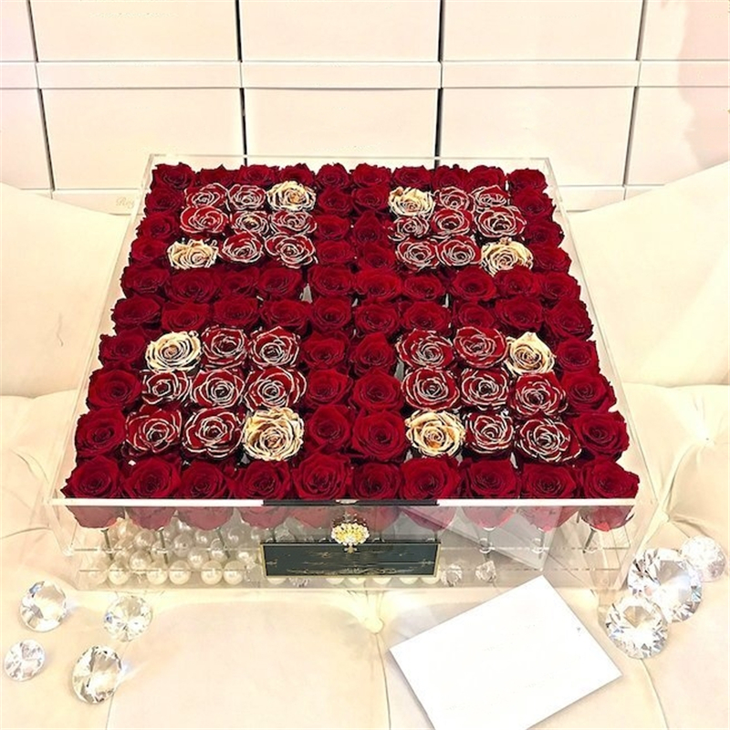 caixa de rosas acrílicas de 100 furos