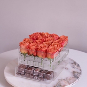 Caixa de rosa de flor personalizada de luxo com gaveta 