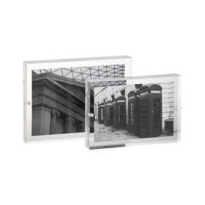 Moldura fotográfica de acrílico maganet transparente com dois lados 