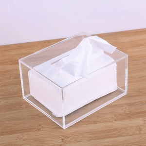 Caixa de tecido de acrílico transparente para escritório personalizado 
