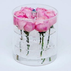 Caixa de empacotamento de rosas de buquê de flores de acrílico personalizado 