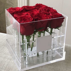 Caixa de empacotamento de rosas de buquê de flores de acrílico personalizado 
