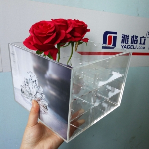 Álbum de fotos com incrustações de acrílico flor caixa de presente 
