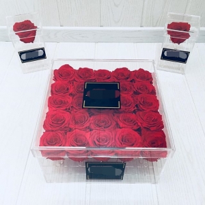 Cristal de luxo de 25 caixas de rosas