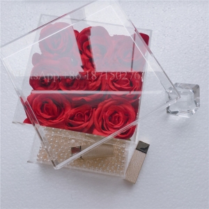 caixa de rosas de flores de acrílico