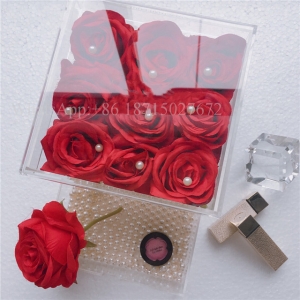 Prenda de mães de acrílico Caixa de 9 rosas com gaveta de presente 
