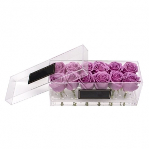 Caixa de flores de rosa colorida de forma longa e acrílica especial 