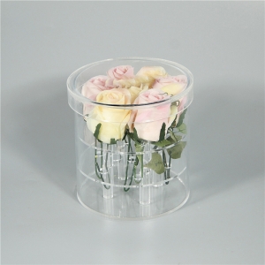 7 rosas redondas personalizado acrílico caixa de flor de luxo 