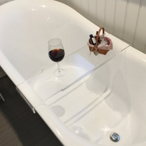 bandeja acrílica personalizada da banheira bandeja plástica do suporte de vidro do vinho do banheiro 