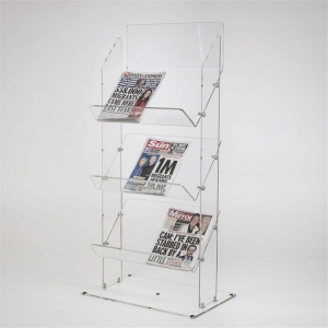 3 camadas de acrílico andar display rack pmma jornal display stand 