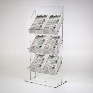 3 camadas de acrílico andar display rack pmma jornal display stand 
