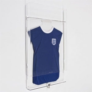 caixa de exposição acrílica fixada na parede vitrine de esportes plexiglass camiseta 