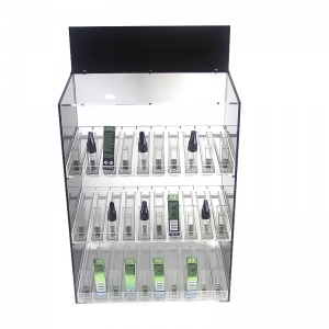 personalizar a caixa de varejo 10 ml 30 ml bandeja de líquido e líquido acrílico claro carrinho de exposição de garrafa com empurrador 
