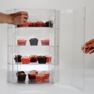 Suporte de exposição de armazenamento de cupcake acrílico personalizado armário de exposição de alimentos 
