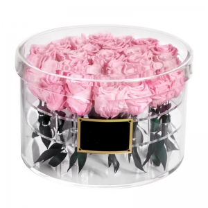 caixa redonda acrílica clara luxe da flor da rosa de 21 furos 