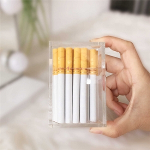 caixa para cigarros de acrílico transparente com 20 adesivos 