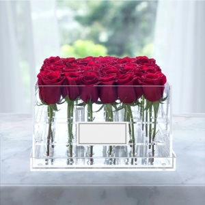caixa de acrílico transparente de 25 furos para flores 