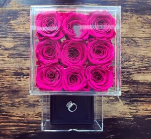 atacado de fábrica 9 / 16 / 25 buracos flor de acrílico rosa caixa de presente com gaveta 