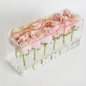 atacado luxo caixa de embalagem rosa acrílico flor 12 rosa à prova d'água 