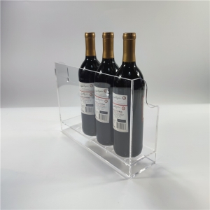 cremalheira de acrílico moderna de 4 garrafas e 4 copos montada na parede para vinhos 
