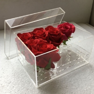 caixa de presente de flor de acrílico luxo para o natal 