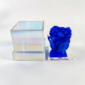 Caixa de flores de acrílico transparente 6 rosa personalizada com gaveta 