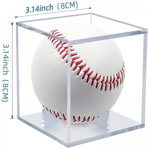 Caixa de vitrine de beisebol acrílico lucite pequena por atacado transparente quadrada
 