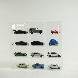 Estojos de exibição de carro acrílico de mesa perspex mini caixa de figura de ação de brinquedo
 