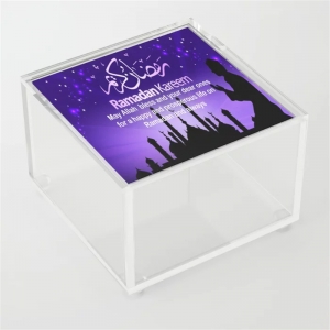 caixas acrílicas muçulmanas de design gráfico ramadã transparentes com tampa
 