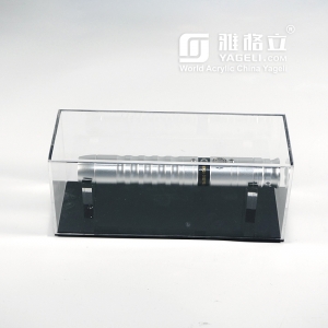 Atacado caixa de exibição de sabre de luz acrílico transparente com base preta
 
