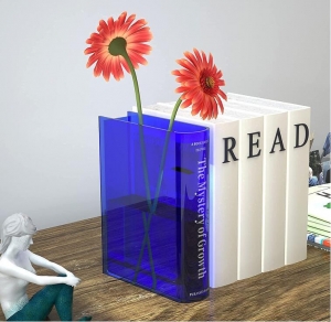 Vaso de flores em forma de livro de acrílico 