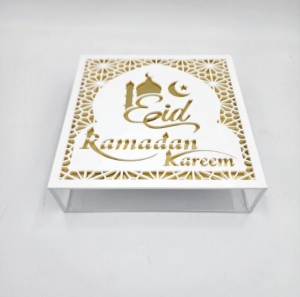 Caixa de acrílico musselina islâmica Ramadan Eid Mubarak 