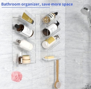 Prateleiras de chuveiro de acrílico para organizador de banheiro 
