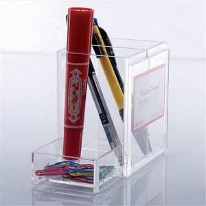 Caixa de lápis acrílica multifuncional com estojo de cartão de visita magnético 