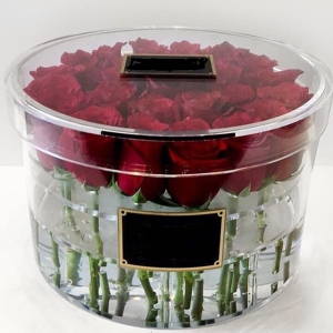 Decoração de casamento mais vendida caixa de presente de flores acrílicas claras 