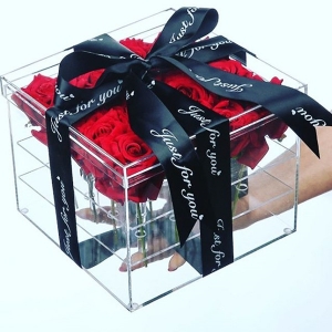 duleux bonito presente plexiglass 16 caixa de flores de rosas 