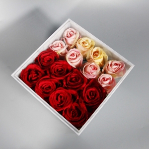 caixa de rosas de flor acrílica