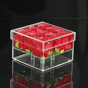 caixas de flores de acrílico atacado caixa de exibição de flores chealr com furos 