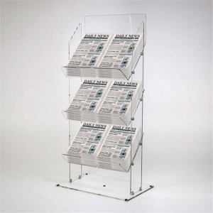 Estante de livros de plexiglass de 3 níveis