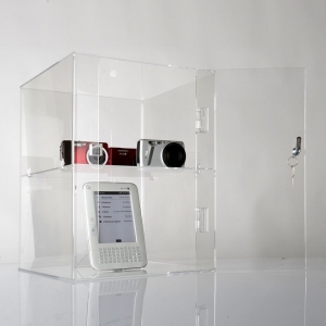 armários de exibição de câmera de acrílico transparente por atacado com uma porta trancada 