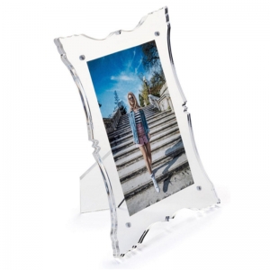 Frame de retrato magnético acrílico da beira 4x6 ornamentado para a mesa 