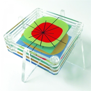 suporte de copo de plástico transparente personalizado coaster de impressão de copo de acrílico em branco claro 