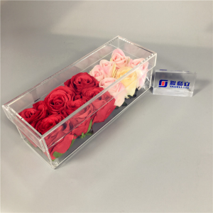 caixa de flores de acrílico transparente com 12 furos para rosa 