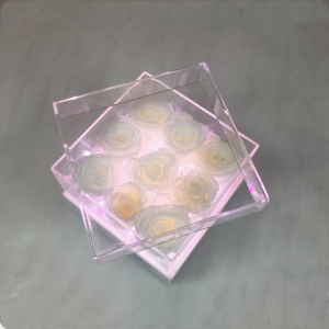  Yageli nova luxuosa caixa de flores de acrílico para presente de natal com luz led 