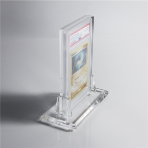 Caixa de exibição única de psa acrílico transparente com base 