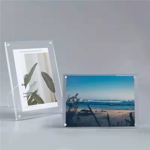 Moldura de mesa transparente 8x10 lucite moldura acrílica com suporte
 