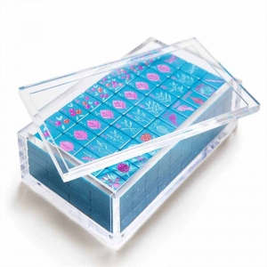 Tampa deslizante transparente Lucite Mahjong Tiles Game Set Acrílico Case 