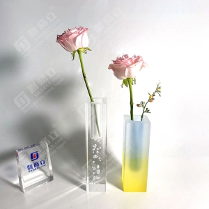 Vaso de flores de lucite acrílico transparente gradiente personalizado 