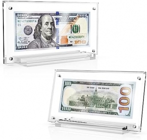 Suporte de exibição de moldura de moeda de dólar acrílico 