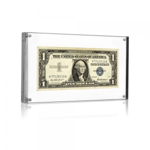 Suporte de exibição de moldura de moeda de dólar acrílico 